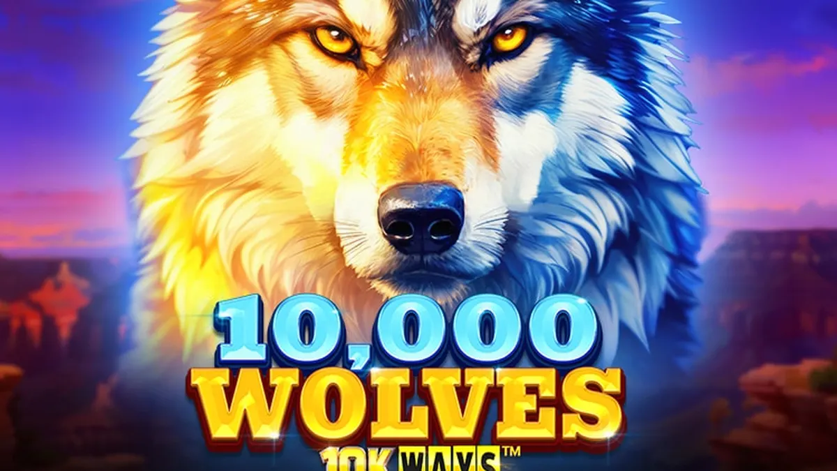 Ang 10,000 Wolves 10K Ways slot game interface na may temang lobo